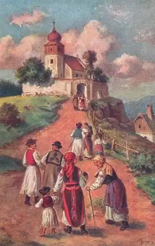 Artist fine art postcard Rona Bela ungarische trachtenbilder