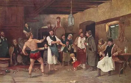 Artist fine art postcard Munkacsy der dorfheld