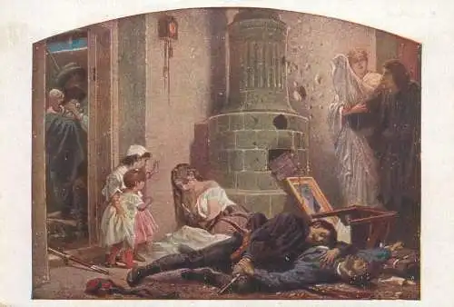 Artist fine art postcard A. Grottger war scene