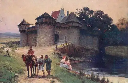 Artist fine art postcard Adolf Liebscher chateau fort