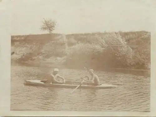 Real photo social history souvenir Staniloiu Alexandru Resita rowboat