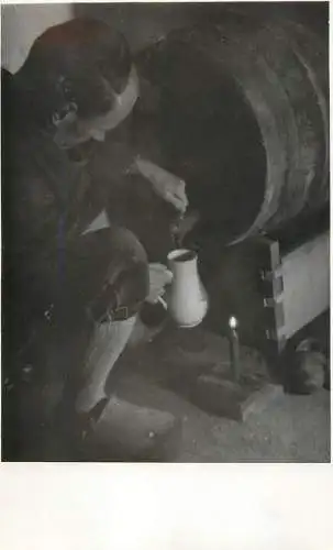 Real photo social history souvenir barrel wine tasting