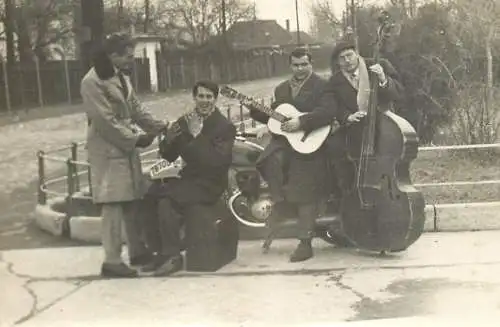 Real photo social history souvenir musicians motorcycle