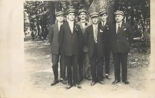 Real photo social history souvenir group of friends in nature