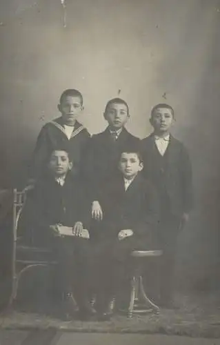 Real photo social history souvenir Sibiu 1913 children navy suit