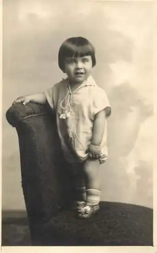 Real photo social history souvenir 1930 baby bebe haircut