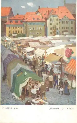 Artist fine art postcard F. Michl jahrmarkt