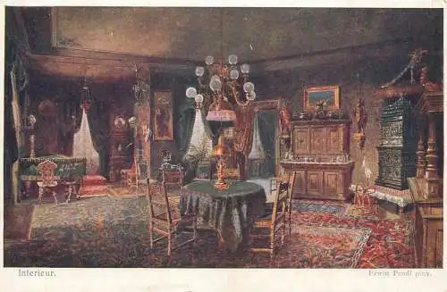 Artist fine art postcard Erwin Pendl interieur
