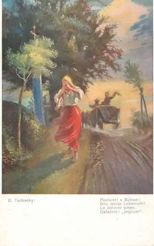 Artist fine art postcard E. Turbacky the last goodbye