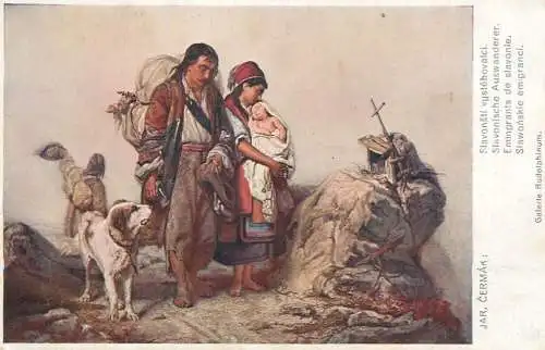 Artist fine art postcard Jar Cermak emigrants de slavonie