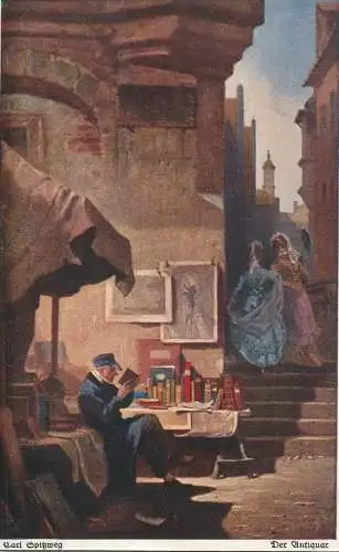 Artist fine art postcard Carl Spigweg Der antiquar