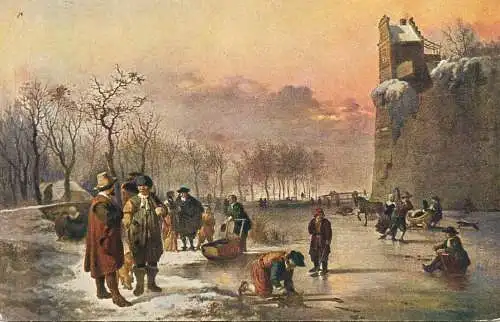 Artist fine art postcard M. Van der Velde the skaters