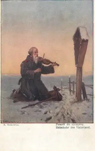 Artist fine art postcard A. Setkowicz heimkehr ins vaterland