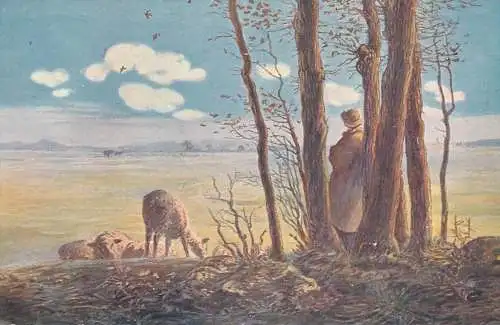 Artist fine art postcard J. F. Millet in spring