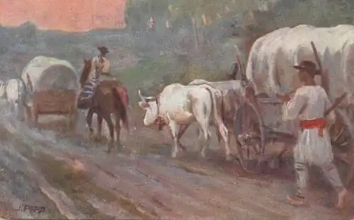 Artist fine art postcard J. Popp merchant transport