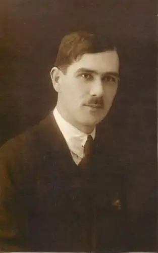 Real photo social history souvenir elegant man with moustache