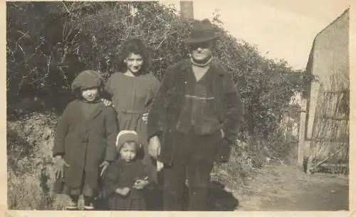 Real photo family father and children