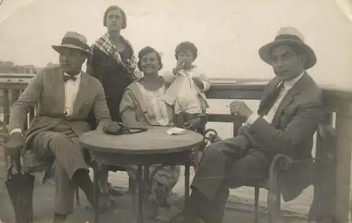 Real photo elegant family seaside