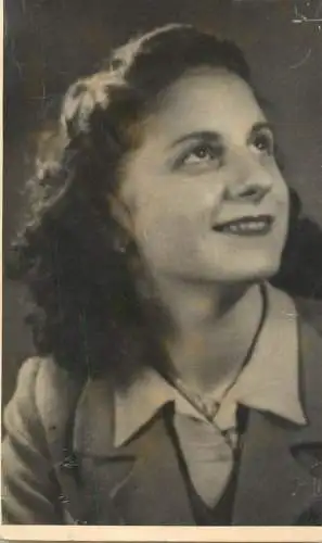 Real photo elegant lady smile coiffure