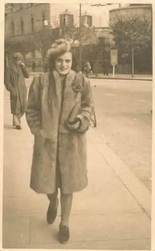 Real photo elegant lady fur coat