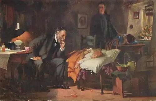 Artist fine art postcard Fildes the doctor