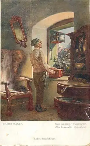Artist fine art postcard Quido Manes alter junggeselle