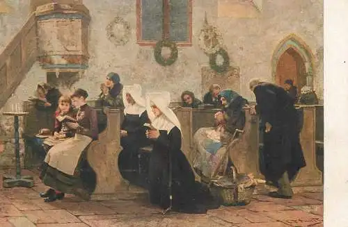 Artist fine art postcard C.F. Smith in der Dorfkirche