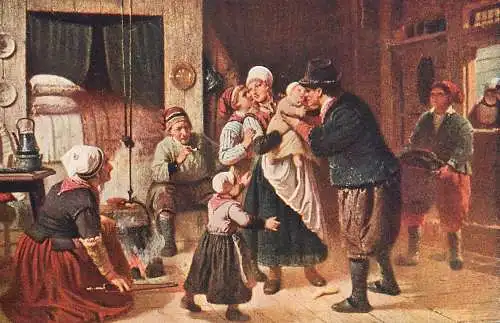 Artist fine art postcard G. Freive return from the Herring fishery
