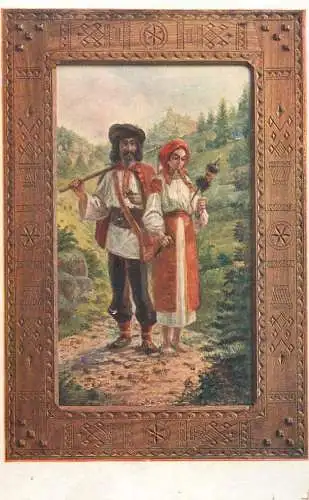 Artist fine art postcard spotkanie Begegnung S. Tomasiewicz