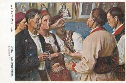 Artist fine art postcard L. Stroynowski Swaty les entremetteurs