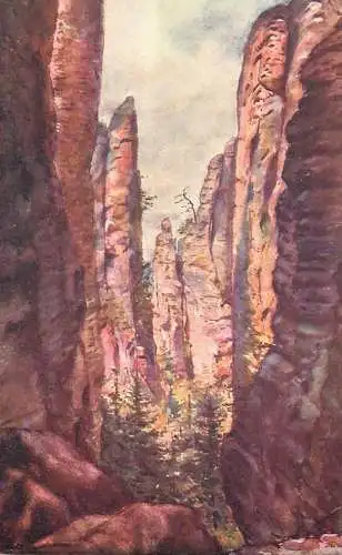 Artist fine art postcard Prachovske skaly passage de l impereur