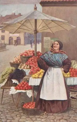 Artist fine art postcard Kroj fruits murs