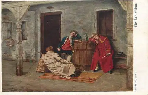 Artist fine art postcard Ein Schlafchen Theo Rikoff
