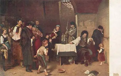 Artist fine art postcard Munkacsy Siralomhaz verurteilt