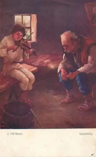 Artist fine art postcard J. Pstrak upominky