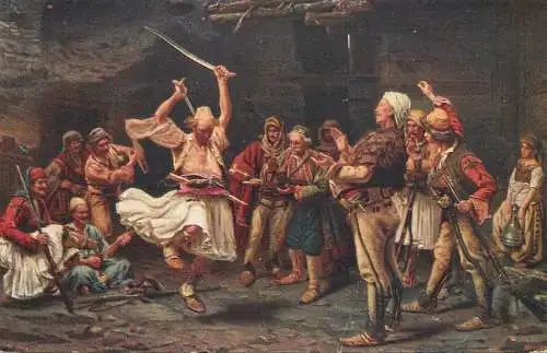 Artist fine art postcard danse de guerre