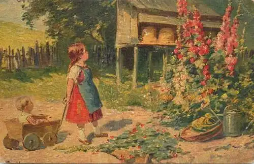 Artist fine art postcard am Bienenstock C. Schultheiss