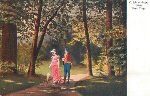 Artist fine art postcard C. Schweninger Eine Frage