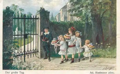 Artist fine art postcard Ad. Hartmann der grosse tag