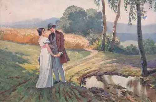 Artist fine art postcard Ad. Liebscher love spring