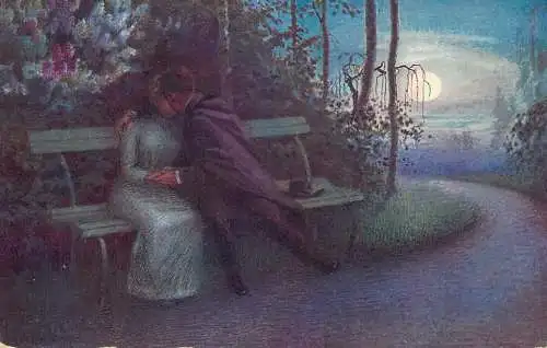 Artist fine art postcard F. Holoubek charme du soir