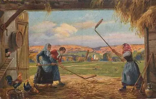 Artist fine art postcard W. Burger agricultural work