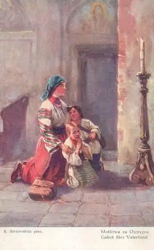 Artist fine art postcard K. Szczawinski Gebet furs vaterland