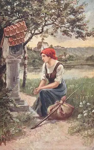 Artist fine art postcard Zuilucht Menekules Ucieczka