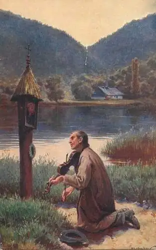 Artist fine art postcard Prof. Adolf Liebscher Ave Maria