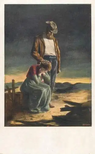 Artist fine art postcard M. Pichon nach hartem kampf