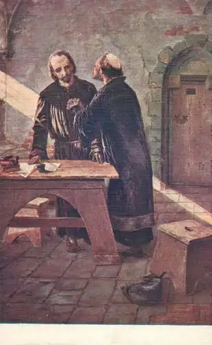 Artist fine art postcard Mistr Hus a Stepan Palec