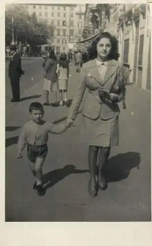 Real photo elegant girl and boy 1943