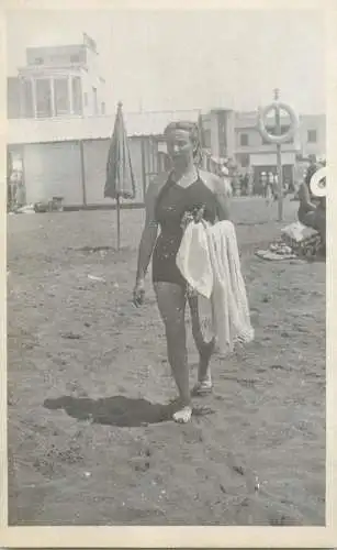 Real photo lady at the beach