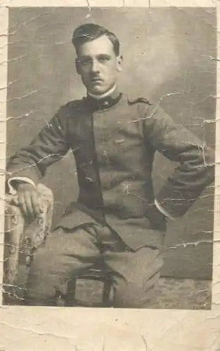 Real photo 1917 officer portrait haircut